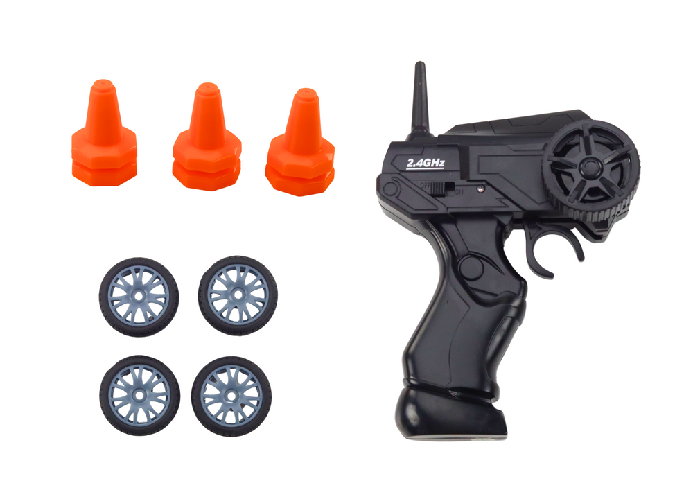 Nuotoliniu būdu valdomas sportinis automobilis su keičiamais ratais 1:24, mėlynas