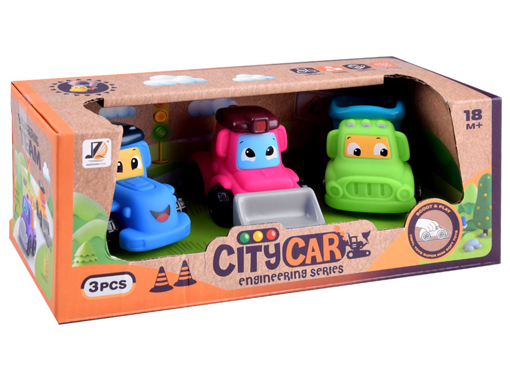 Minkštų automobilių rinkinys 3 vnt, statybinė technika