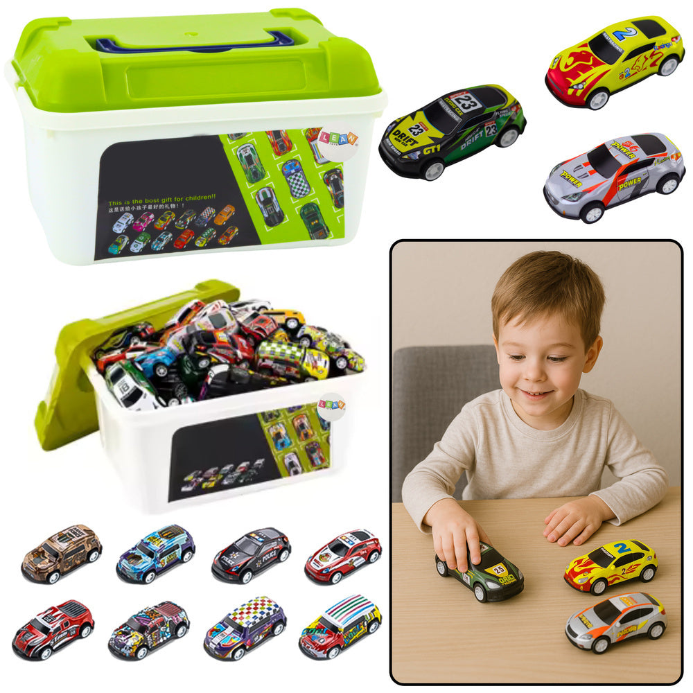 Žaislinių automobilių modeliukų rinkinys dėkle 50 el.