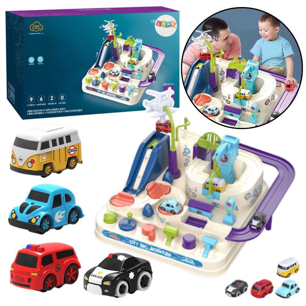 Interaktyvus kliūčių ruožas vaikams su automobiliais