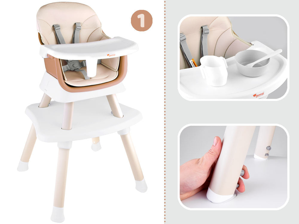 Maitinimo kėdutė vaikams 6in1, kreminė
