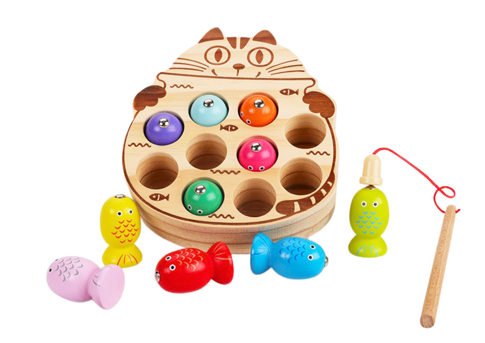 Medinis žvejybos žaidimas su 2 meškerės