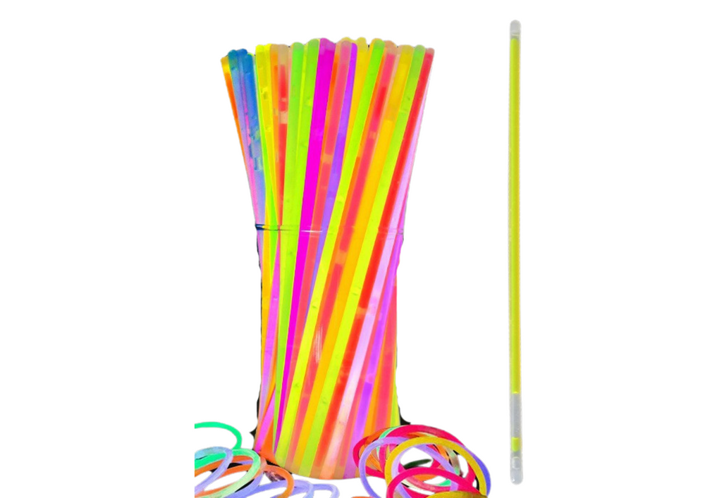 Įvairiaspalvės fluorescencinės apyrankės 100 vnt.