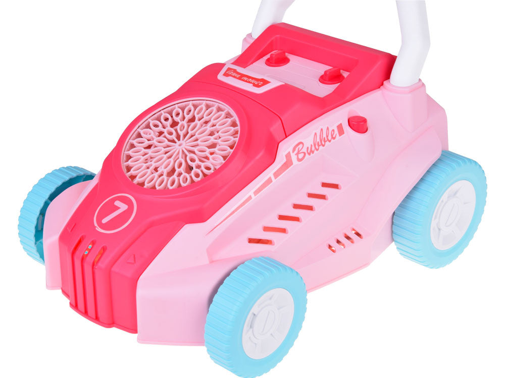 Žaislinė muilo burbulų žoliapjovė su garso efektais, rožinė