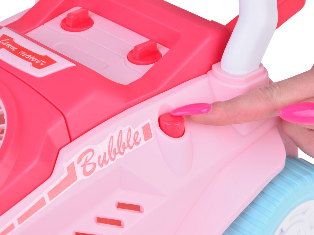 Žaislinė muilo burbulų žoliapjovė su garso efektais, rožinė