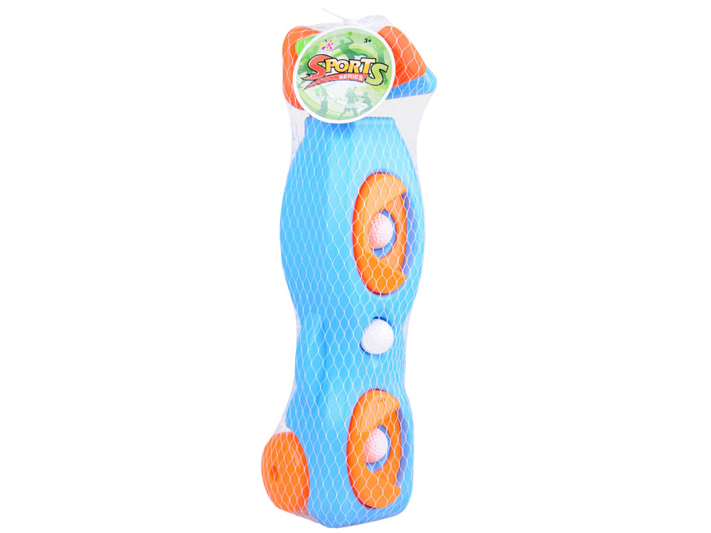 Mini golfo rinkinys su stovas ant ratukų ir priedais vaikams, mėlynas