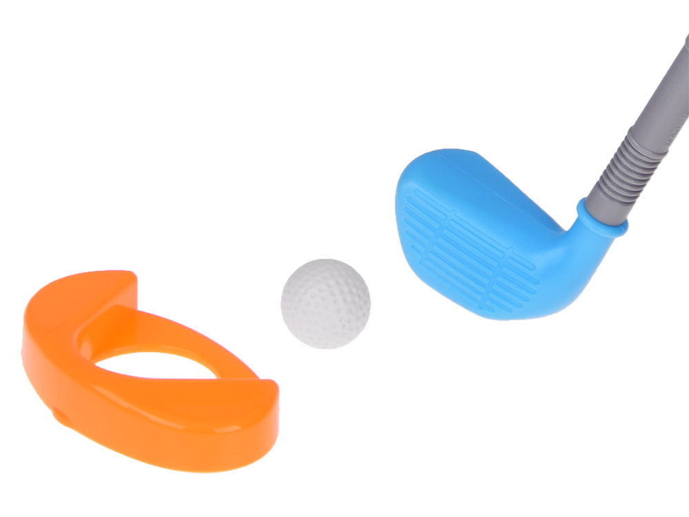 Mini golfo rinkinys su stovas ant ratukų ir priedais vaikams, mėlynas