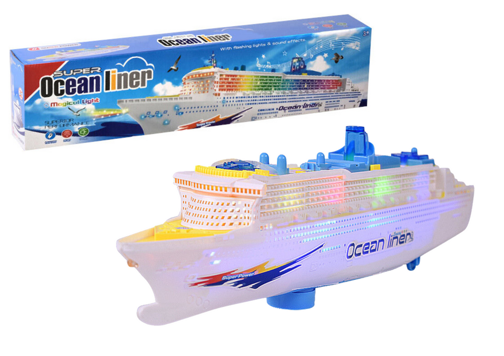 Žaislinis keleivinis kruizinis laivas su garso ir šviesos efektais