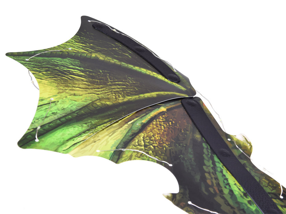 Drakono sparnai su šviesos ir garso efektais, žalia