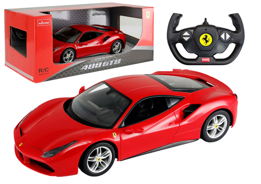 Nuotoliniu būdu valdomas  Ferrari 488 GTB automobilis 1:14 Rastar, raudonas