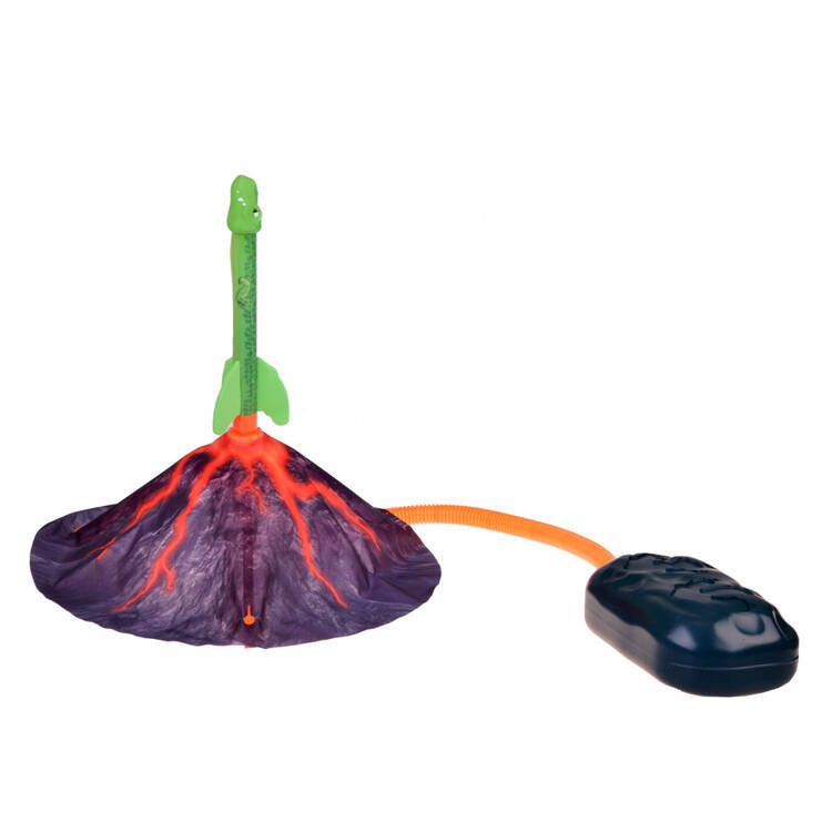 Raketų paleidimo ugnikalnis su šviesos efektais, dinozauras