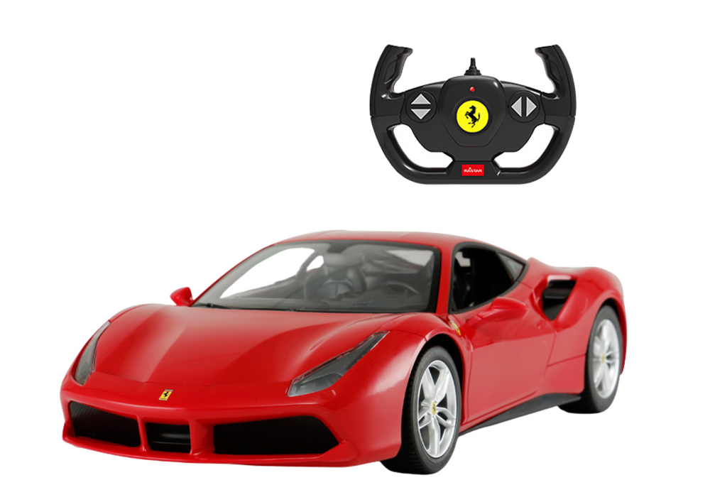 Nuotoliniu būdu valdomas  Ferrari 488 GTB automobilis 1:14 Rastar, raudonas