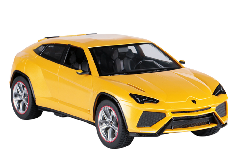 Nuotoliniu būdu valdomas Lamborghini Urus automobilis, geltonas