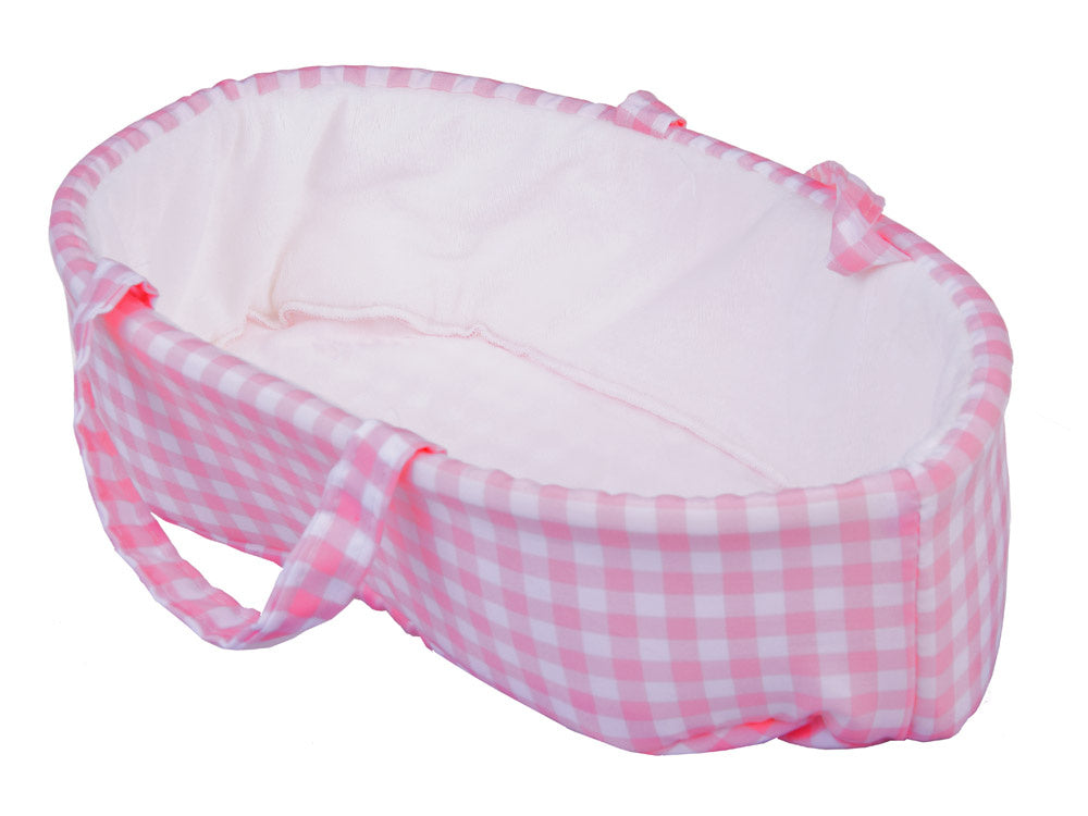 Lėlė kūdikis su gultuku ir triušeliu, rožinis