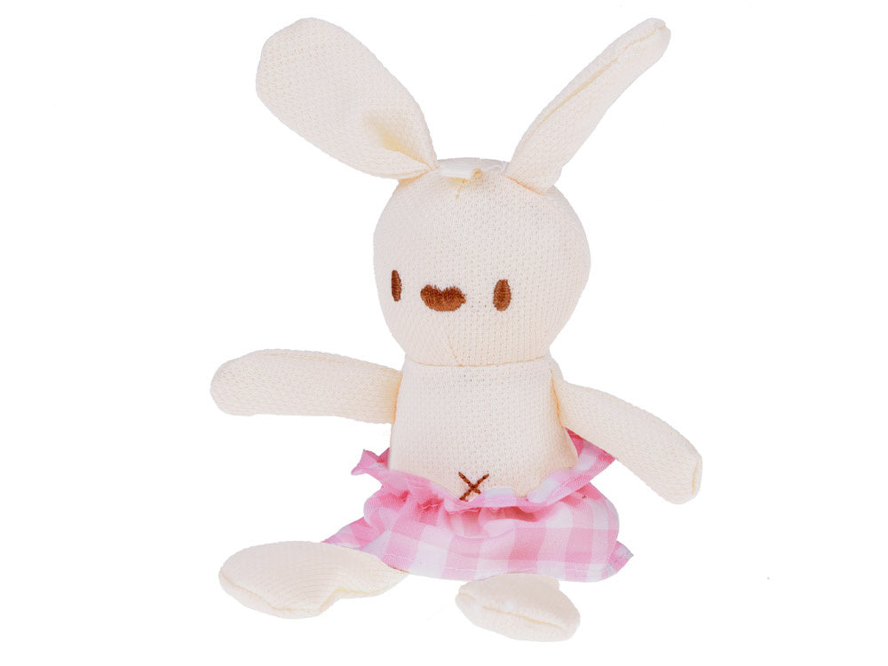 Lėlė kūdikis su gultuku ir triušeliu, rožinis