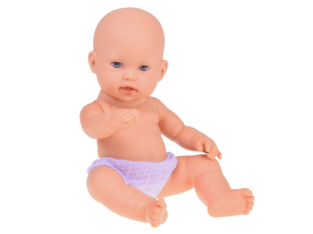 Lėlė kūdikis su gultuku ir triušeliu, violetinis