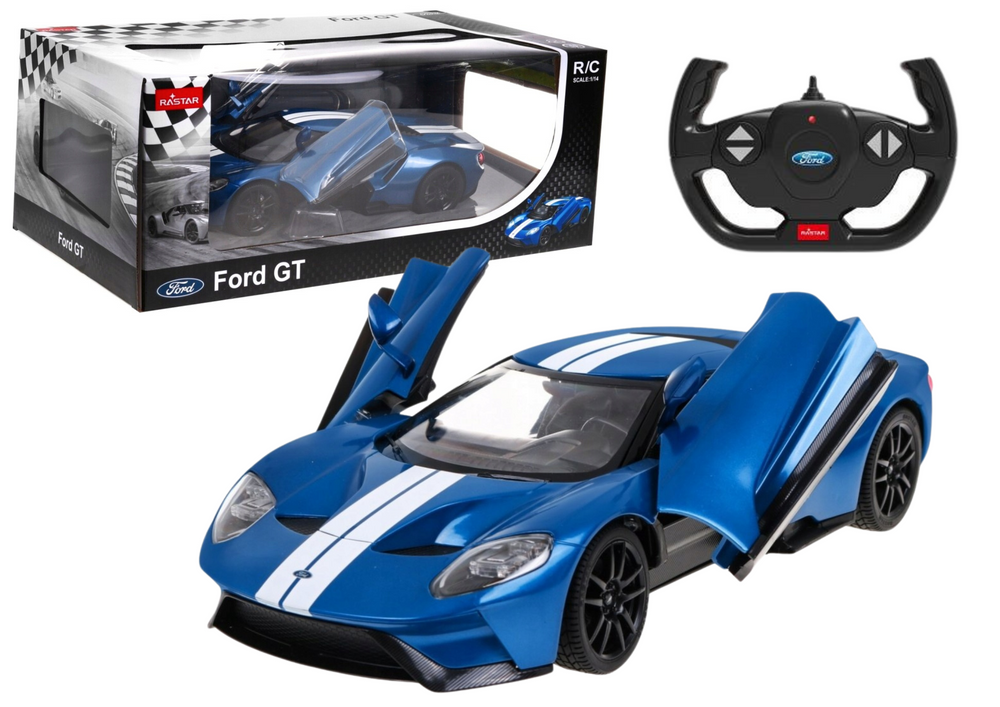 Nuotoliniu būdu valdomas „Ford GT“  automobilis, mėlynas
