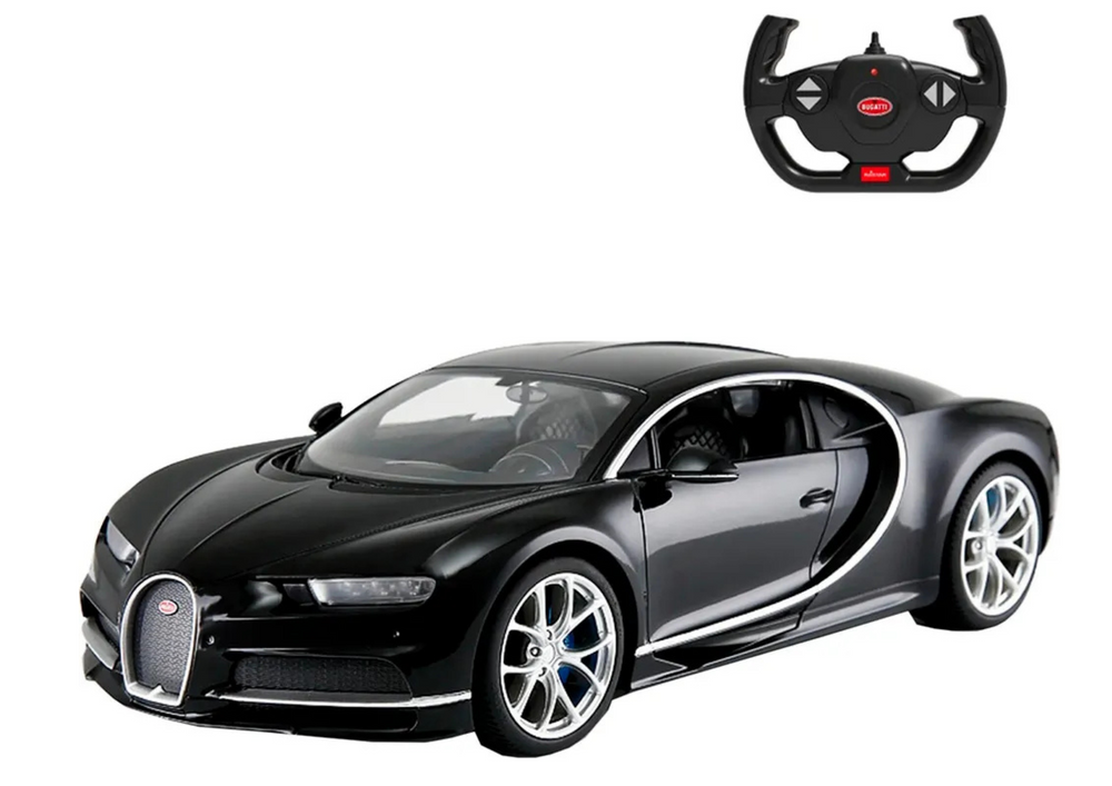 Nuotoliniu būdu valdomas Bugatti Chiron RC automobilis, juodas