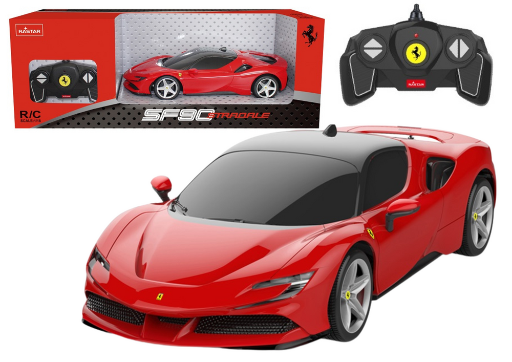 Nuotoliniu būdu valdomas  Ferrari SF90 Stradale automobilis 1:18 Rastar, raudonas