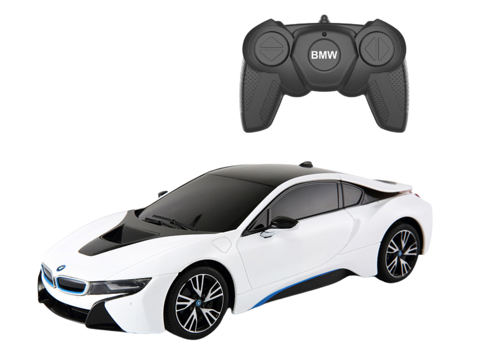 Nuotoliniu būdu valdomas BMW I8 automobilis, baltas