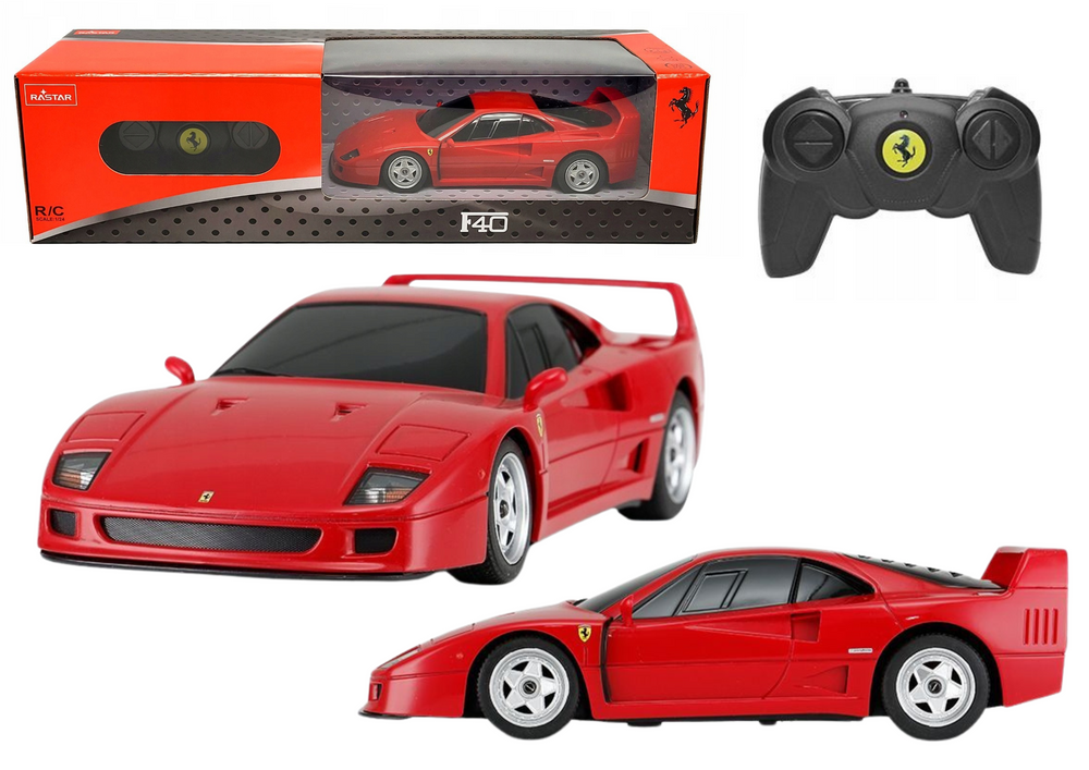 Nuotoliniu būdu valdomas sportinis „Ferrari F40” automobilis 1:24, raudonas