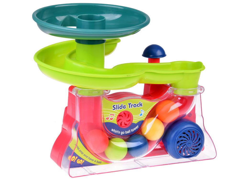 Interaktyvi kamuoliukų trasa su muzika ir judančiais kamuoliukais