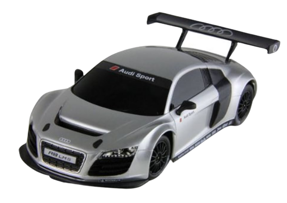 Nuotoliniu būdu valdomas sportinis AUDI R8 LMS automobilis, sidabrinis
