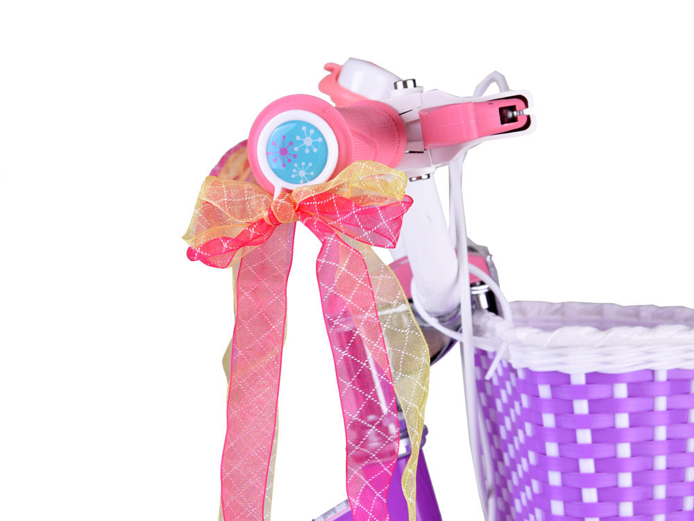 Dviratis STAR GIRL 14 colių su papildomais ratais ir stumimo rankena, violetinis, Royal Baby