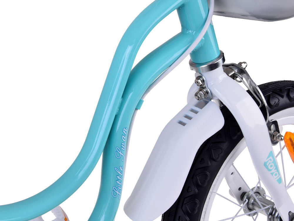 Vaikiškas dviratis 14" Little Swan su papildomais ratukais, žydras, Royal Baby