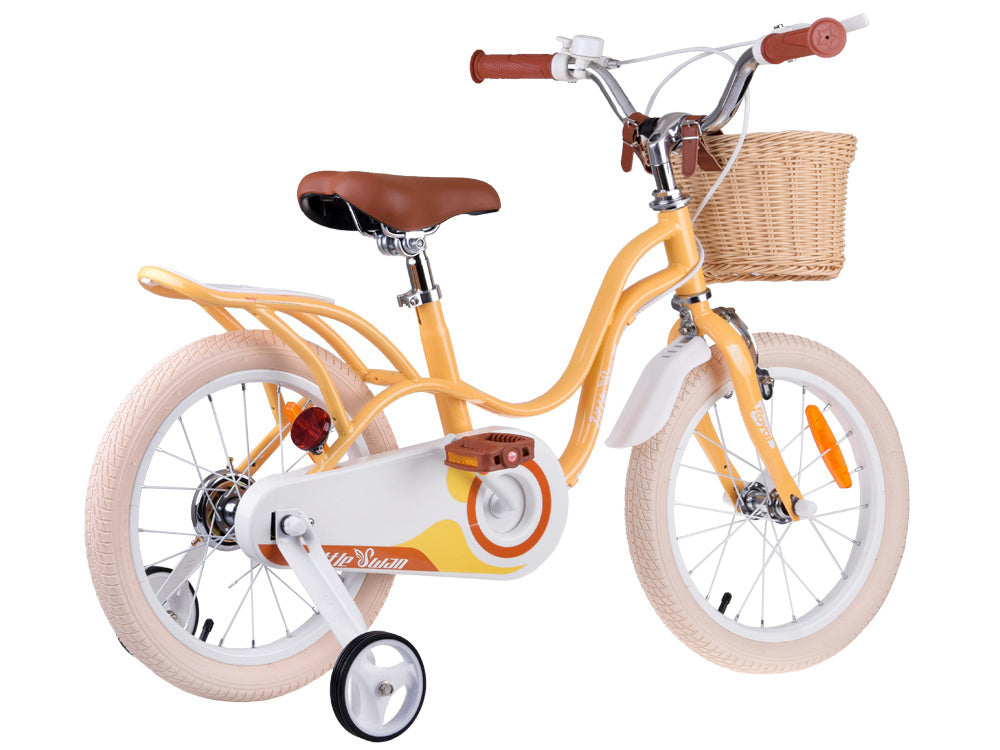 Vaikiškas dviratis 16" su papildomais ratais, geltonas, Royal Baby