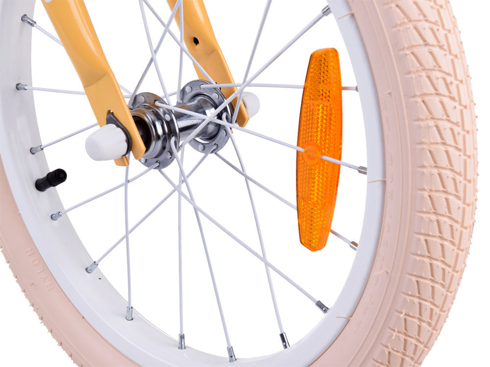 Vaikiškas dviratis 16" su papildomais ratais, geltonas, Royal Baby