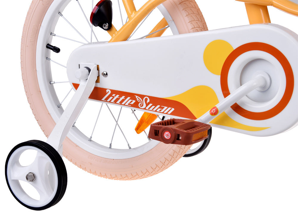 Vaikiškas dviratis 16" su papildomais ratais, geltonas, Royal Baby