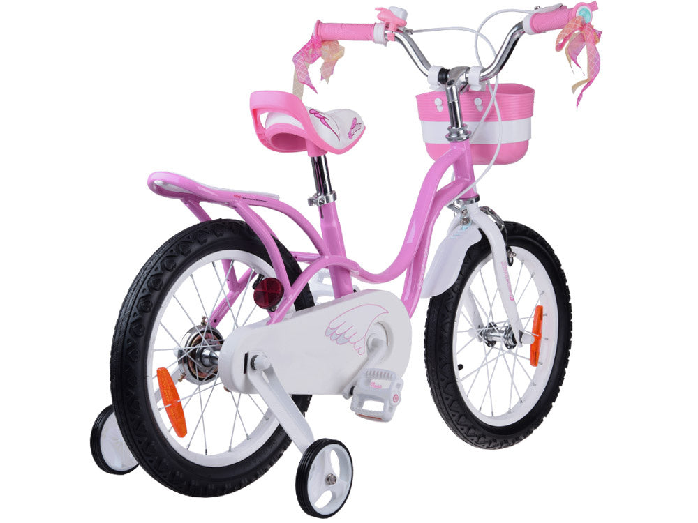 Vaikiškas dviratis 16" su papildomais ratais, baltai rožinis, Royal Baby