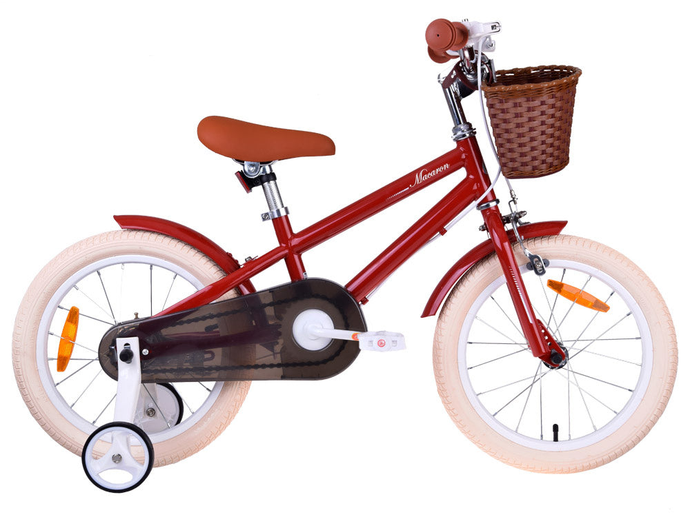 Vaikiškas dviratis 16" MACARON su papildomais ratas, raudonas, Royal Baby
