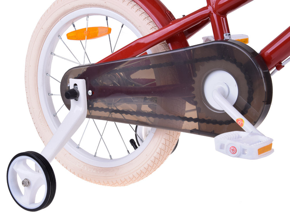 Vaikiškas dviratis 16" MACARON su papildomais ratas, raudonas, Royal Baby