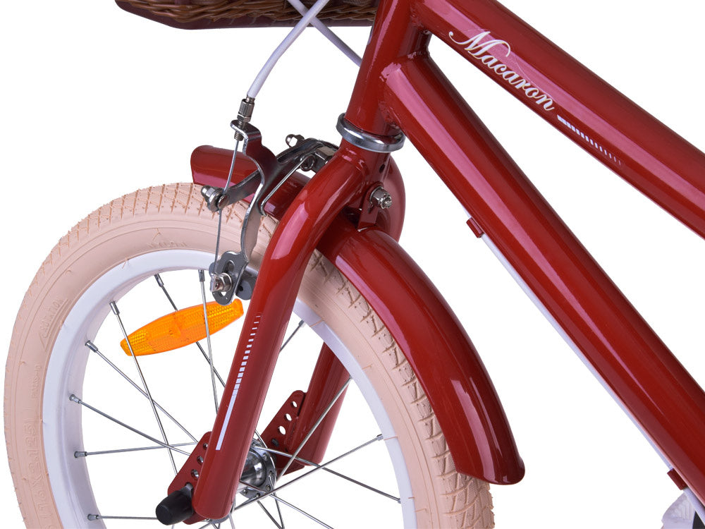 Vaikiškas dviratis 16" MACARON su papildomais ratas, raudonas, Royal Baby