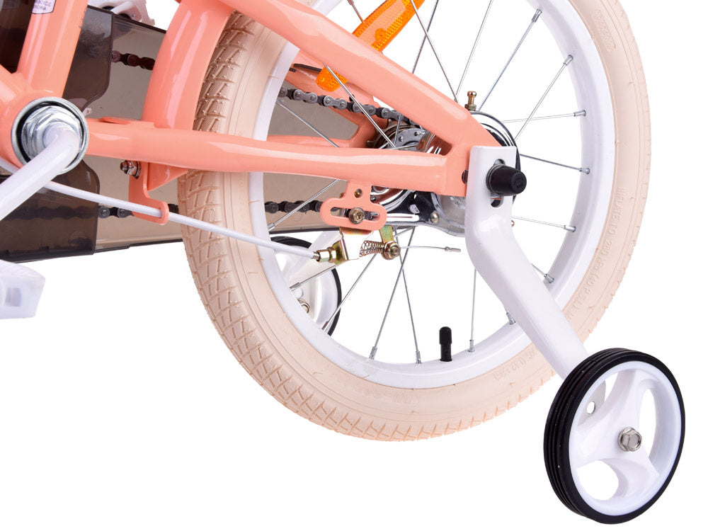 Vaikiškas dviratis 16" MACARON su papildomais ratas, rožinis, Royal Baby