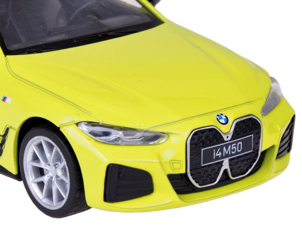 Metalinis automobilis BMW i4 M50 Gran Coupe su šviesos ir garso efektais, žalias
