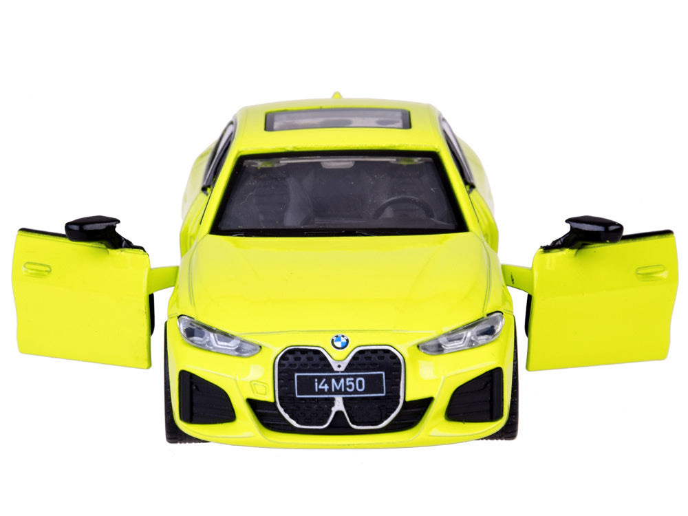 Metalinis automobilis BMW i4 M50 Gran Coupe su šviesos ir garso efektais, žalias