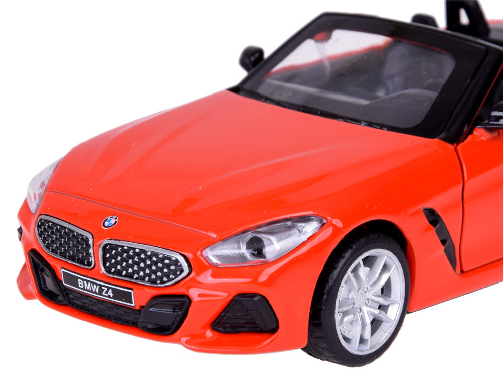Metalinis automobilio BMW Z4 M40i modelis su šviesos ir garso efektais, raudona