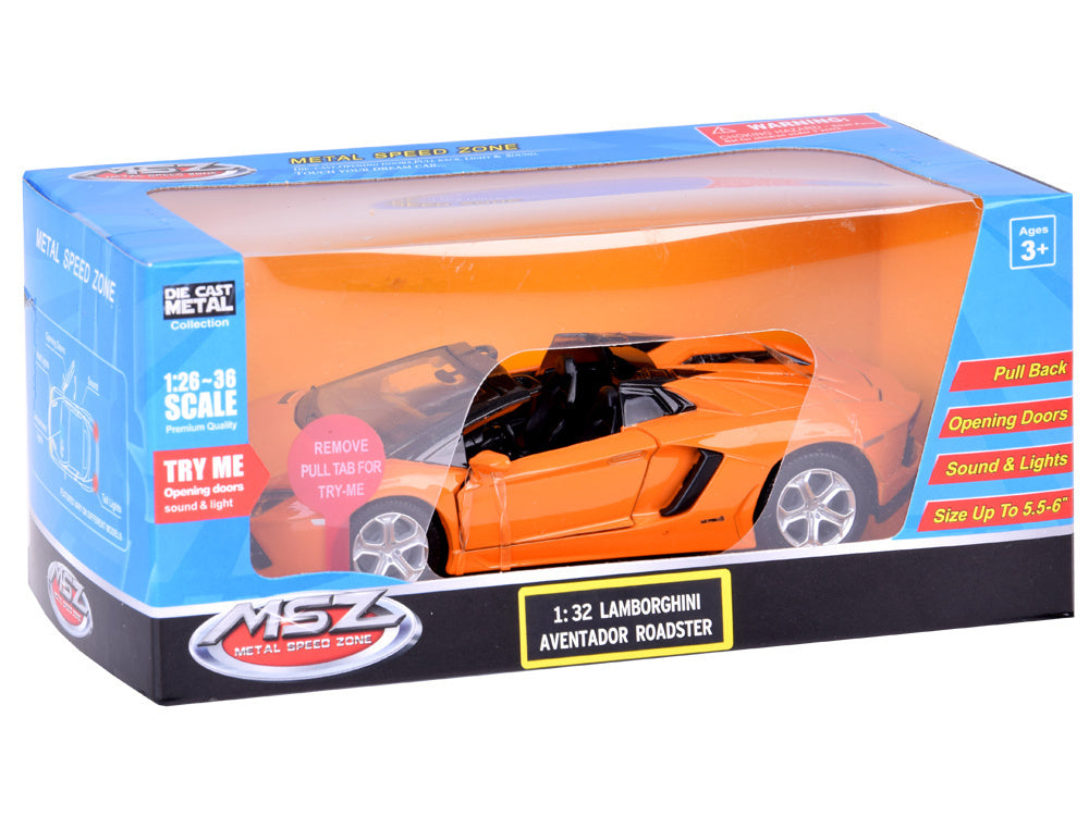 Metalinis automobilio modelis Lamborghini Aventador Roadster, oranžinis