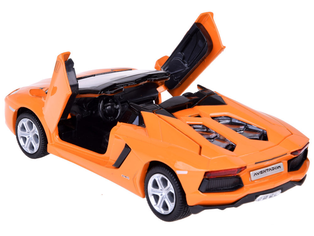 Metalinis automobilio modelis Lamborghini Aventador Roadster, oranžinis