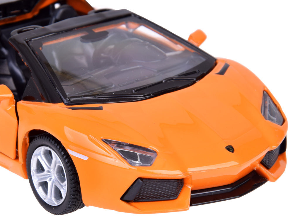 Metalinis automobilio modelis Lamborghini Aventador Roadster, oranžinis