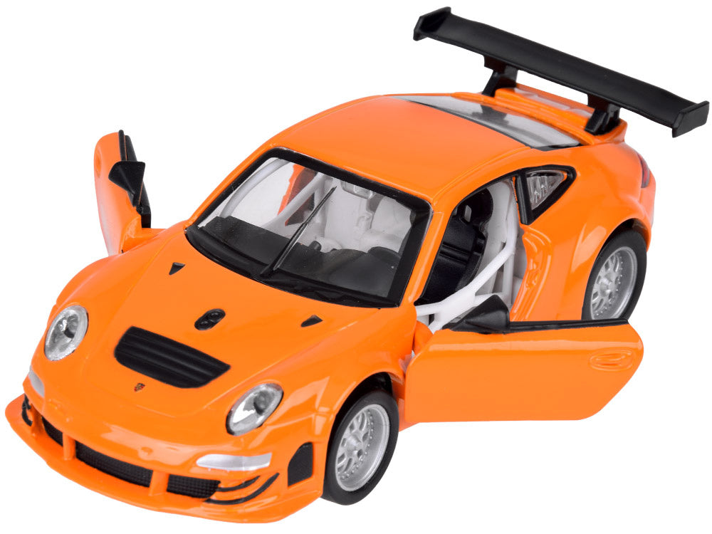 Metalinis modelis automobilis Porshe 911 GT3 RSR su šviesos ir garso efektais, oranžinis