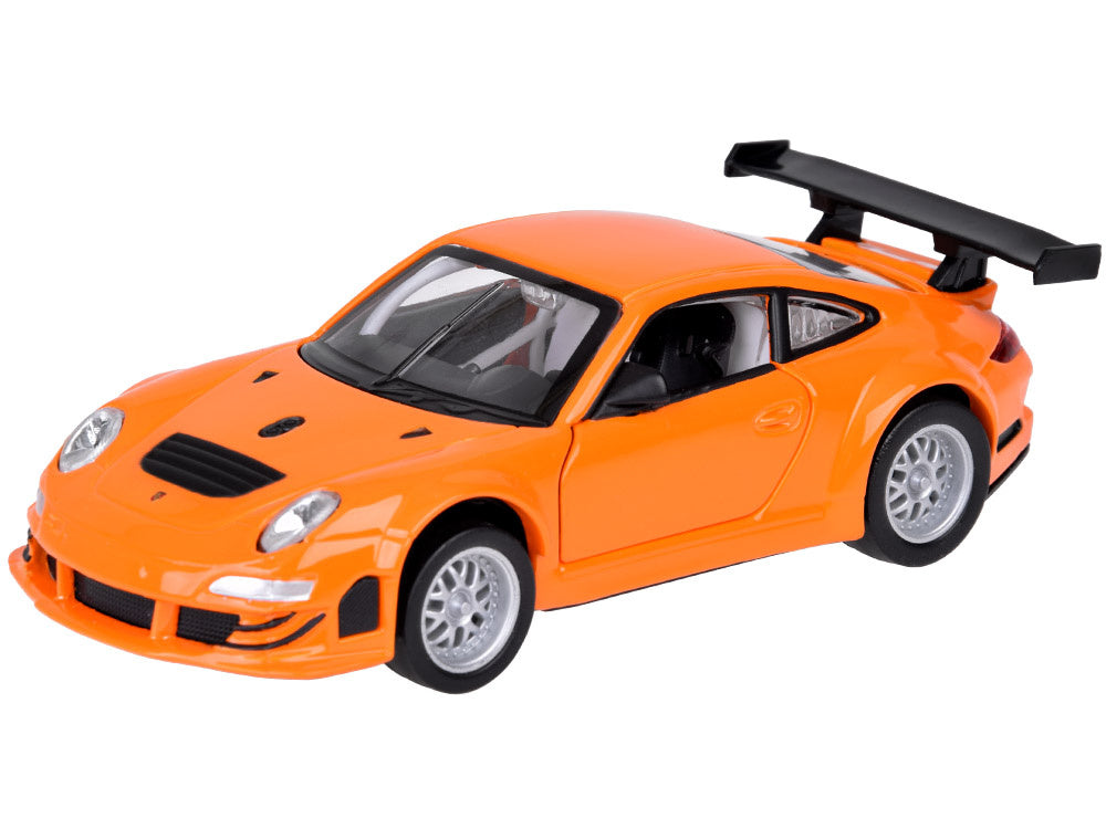 Metalinis modelis automobilis Porshe 911 GT3 RSR su šviesos ir garso efektais, oranžinis