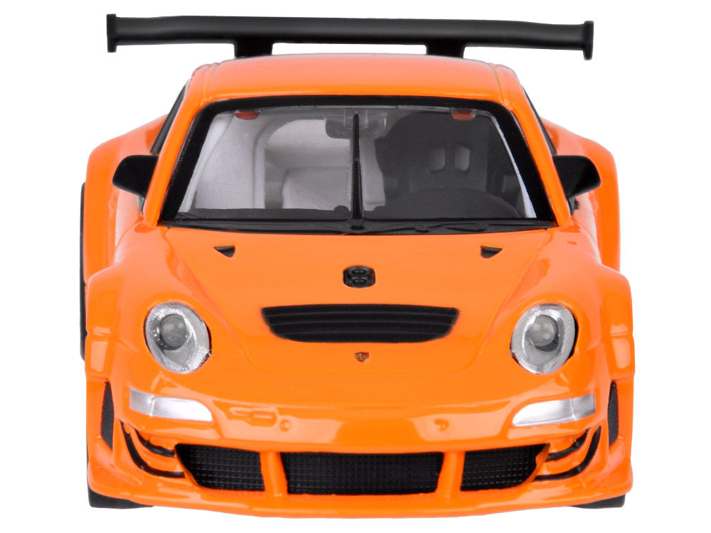 Metalinis modelis automobilis Porshe 911 GT3 RSR su šviesos ir garso efektais, oranžinis