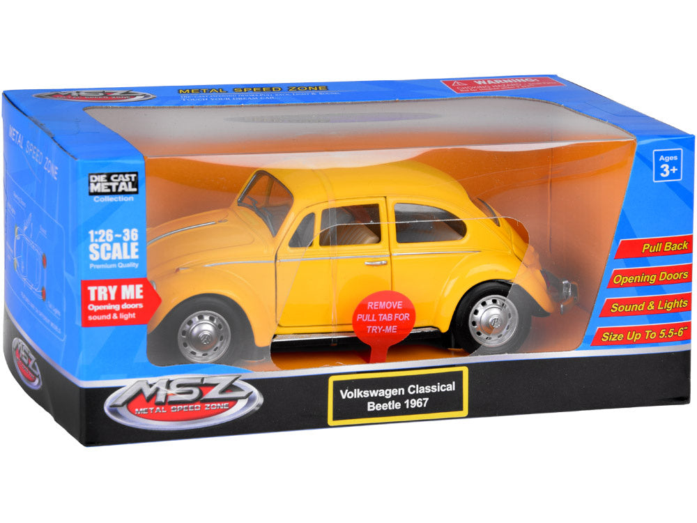 Metalinis automobilio Volkswagen Classical Beetle modelis su šviesos ir garso efektais