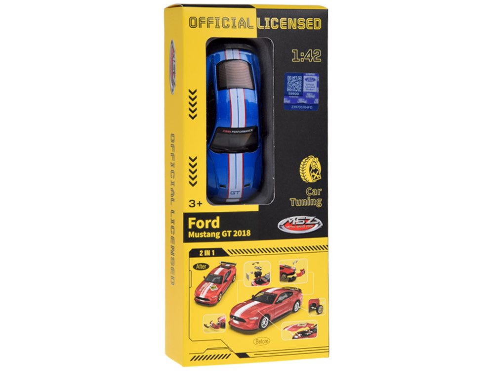 Surenkamas metalinis automobilio Ford Mustang GT rinkinys 1:42, mėlynas