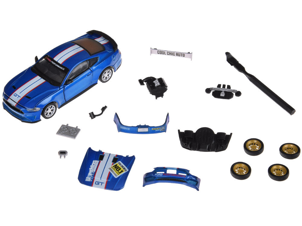 Surenkamas metalinis automobilio Ford Mustang GT rinkinys 1:42, mėlynas
