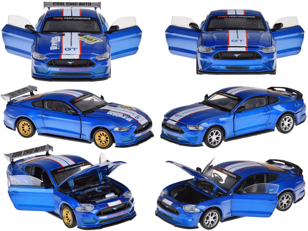 Surenkamas metalinis automobilio Ford Mustang GT rinkinys 1:42, mėlynas